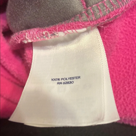 Lands' End Fleece Jacket. Front pockets, contrasting burgundy colored zipper. - Picture 8 of 9